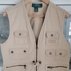 Ralph Lauren Tan Utility Vest with Structured Design
